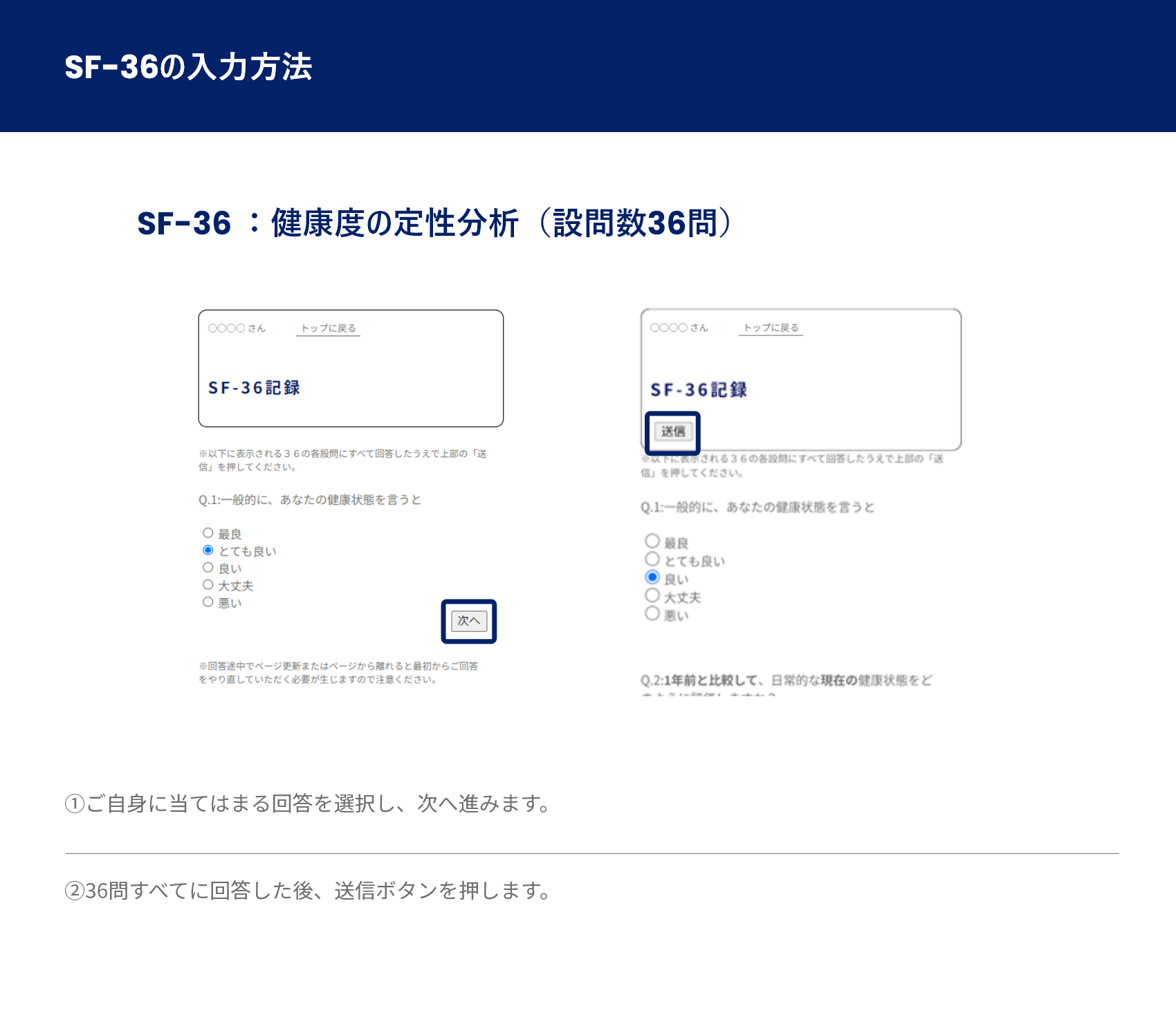 SF-36の入力方法